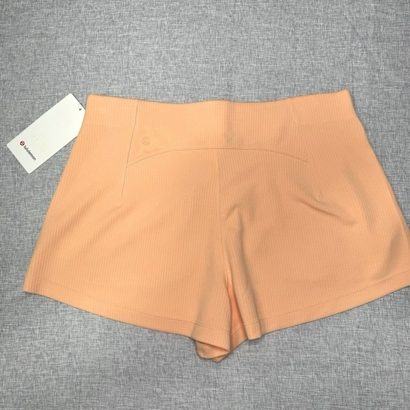 Lululemon Ribbed Softstreme High Rise Shorts Peach Bellini 12 NWT - Picture 6 of 9